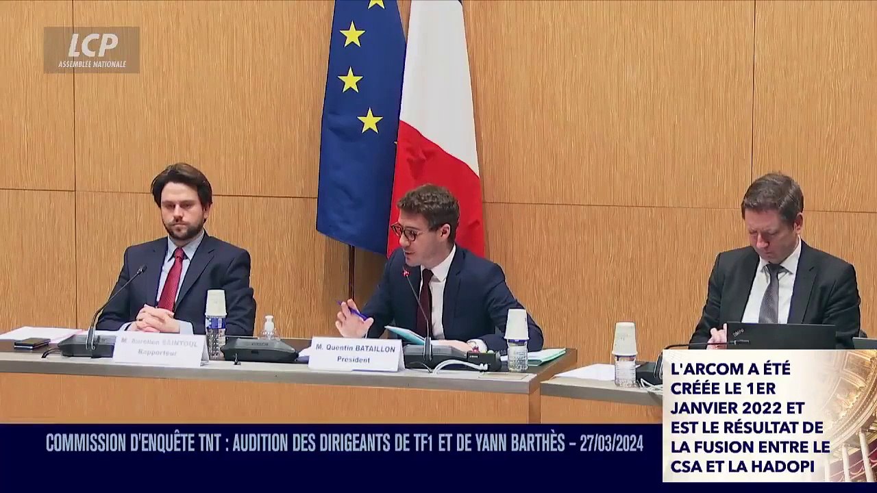 Commission d'enquête TNT - Accrochage entre Laurent Bon, producteur de "Quotidien", et le président Quentin Bataillon: "C'est moi qui pose les questions donc j'aimerais bien avoir à un moment aussi les réponses" - Regardez
