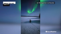 Skiers excited by dazzling aurora