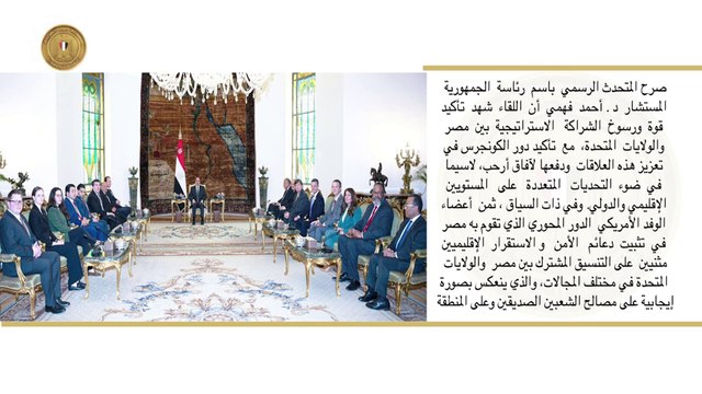 الرئيس السيسي يستقبل وفدا من مجلس النواب الأمريكي برئاسة النائب الجمهوري «أوجست فلوجر»