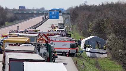 Scene of Germany bus crash after at least five confirmed dead