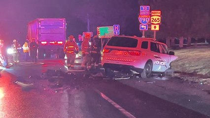 Lewiston Police Car Collides with Tractor Trailer