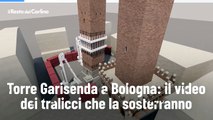 Torre Garisenda a Bologna: il video dei tralicci che la sosterranno