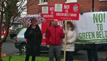 Protest in Albrighton of proposed housing development.