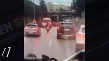 Bursa'da motosiklet sürücüsü ambulansa fermuar sistemiyle yol açtı