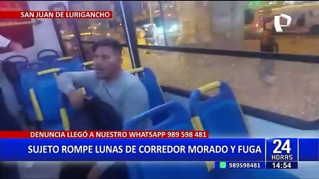 San Juan de Lurigancho: Sujeto rompe lunas del Corredor Morado y fuga