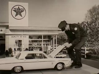 1960s Texaco gas station TV commercial - GIANT attendant