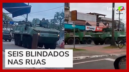 Tanques de guerra são vistos em ruas no litoral de SP