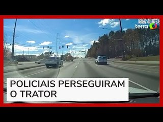 Homem rouba trator em obra e dirige perigosamente por vias nos EUA