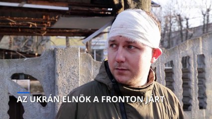 Az ukrán elnök a fronton járt