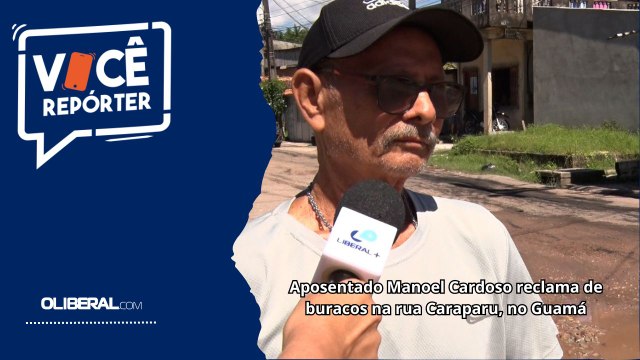 Aposentado Manoel Cardoso reclama de buracos na rua Caraparu, no Guamá