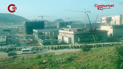 Akkuyu Nükleer Güç Santrali'nde çalışan işçiler eylemde