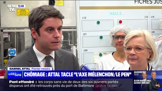 Gabriel Attal dénonce un axe Mélenchon/Le Pen contre la réforme de l'assurance chômage.