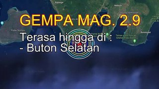 Update Gempa bumi hari ini mag 2.9. Pusat gempa berada di laut 10.2 km barat daya Sampolawa,