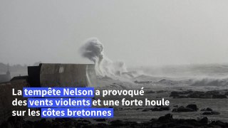 Tempête Nelson: forte houle sur la côte du Finistère