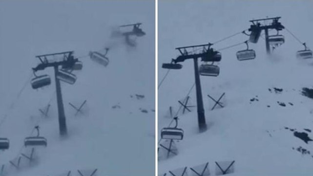 Cervinia, raffiche oltre i 100 km/h: la seggiovia ondeggia in balia del vento