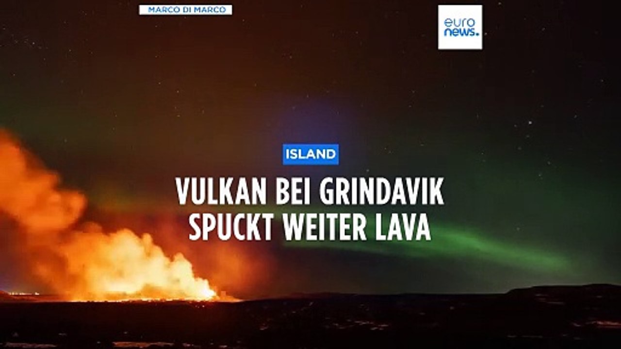 Zwei Naturschauspiele: Nordlichter tanzen über Vulkan bei Grindavík