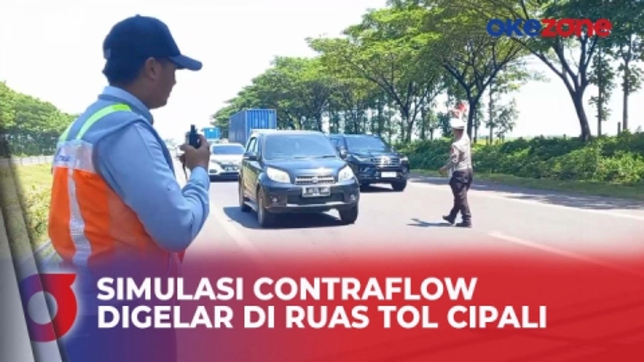 Petugas Gelar Simulasi Contraflow di Ruas Tol Cipali Antisipasi Kepadatan Arus Mudik 2024