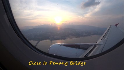 Landing of Air Asia "Airbus" A320 at Penang Intl. Airport-26 July 2018