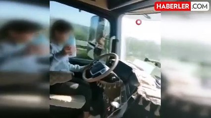 Küçük çocuğuna tır kullandıran baba yakalandı