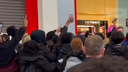 Moment 300 children storm shopping centre in Milton Keynes