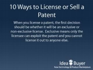 Selling a Patent - Tips