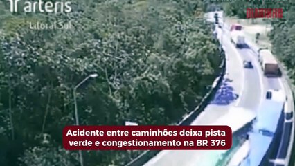 Acidente entre caminhões deixou 23 kms de congestionamentos na descida da serra