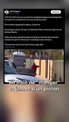 Il mange la jambe du corps d'un homme renversé par un train