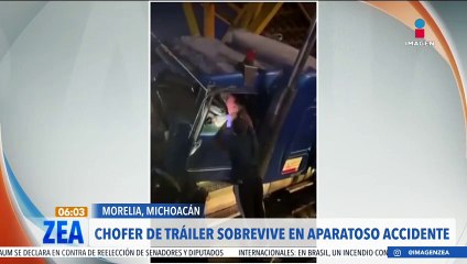 Chofer de tráiler sobrevive a aparatoso accidente