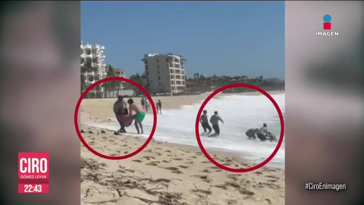 Guardias Nacionales rescatan a dos turistas extranjeros de morir ahogados en BCS