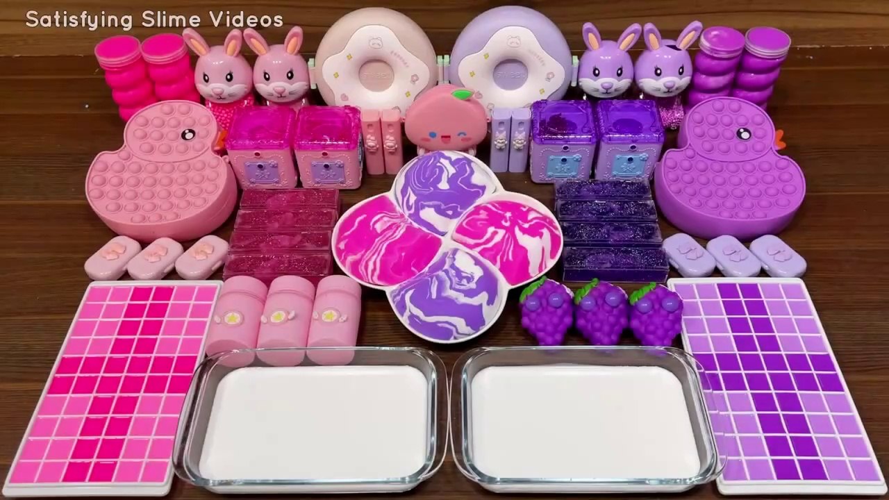 PINK VS PURPLE I Mixing random into Glossy Slime I Relaxing slime videos#part2