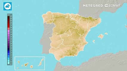 Precipitación acumulada prevista para las próximas horas. Fuente: ECMWF.