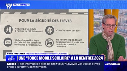 "Ça ne remplace pas le quotidien", estime Cyril Hostater, proviseur à l'académie de Versailles, à propos de la "force mobile scolaire" annoncée par Nicole Belloubet