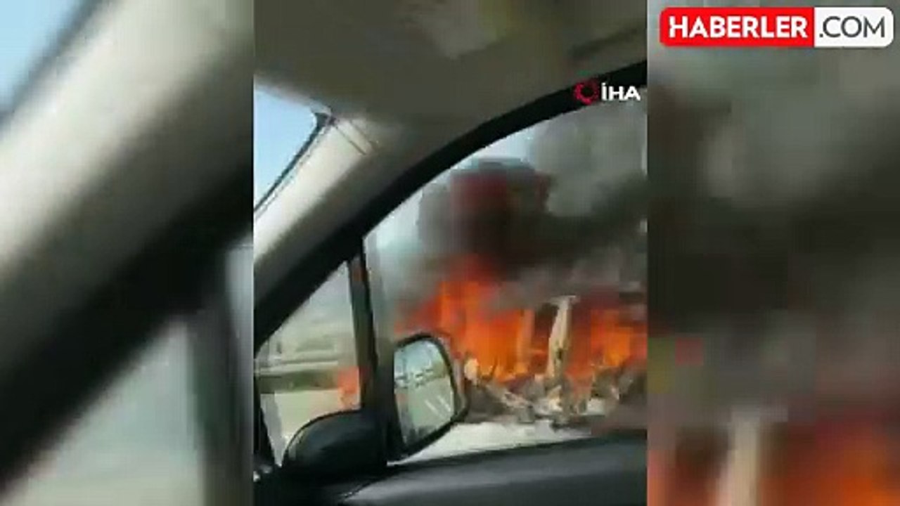 Görüntü Bursa'dan! Tesla marka elektrikli otomobil alev topuna döndü