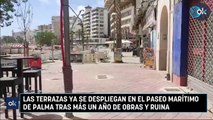 Las terrazas ya se despliegan en el Paseo Marítimo de Palma tras más un año de obras y ruina