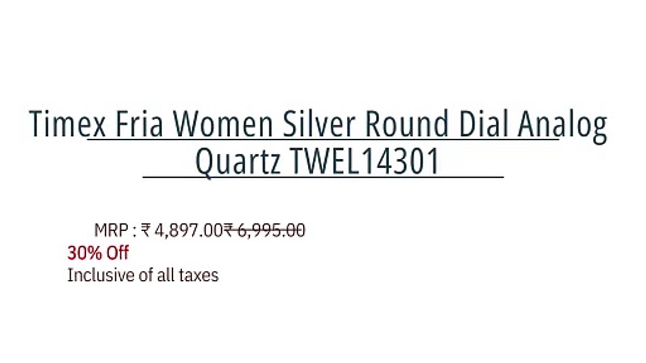 Timex Fria Women Silver Round Dial Analog Quartz - TWEL14301