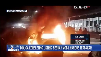 Detik-Detik Mobil Terbakar di Grogol Jakbar, 3 Penumpang Selamat