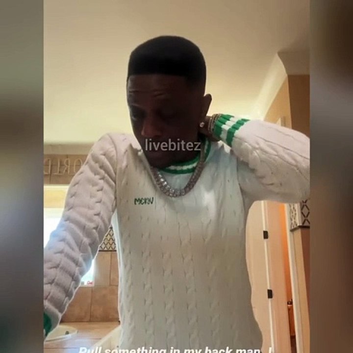 Boosie reveals he pulled something in his back during his Swag Surfin during last night's Hawks' game