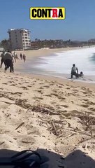 Turistas ESTADOUNIDENSES fueron RESCATADOS del fuerte OLEAJE en BAJA CALIFORNIA SUR