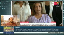 En Perú organizaciones sociales apoyaron allanamientos al domicilio de la presidenta Boluarte
