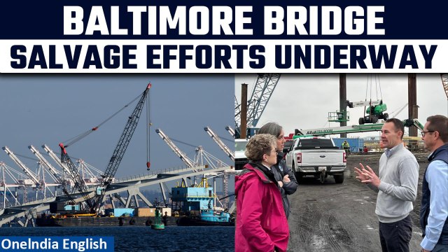 Baltimore Bridge Rescue Update: Salvage Crews Trying to Lift the First Collapsed Piece|Oneindia News