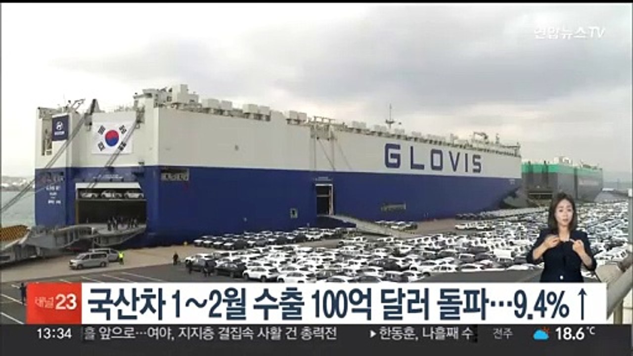 국산차 1∼2월 수출 100억 달러 돌파…9.4%↑