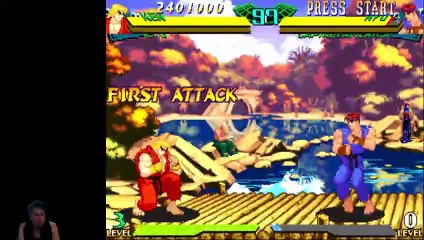 (ARC) Marvel Super Heroes vs Street Fighter (JP) - 24 - Sunburned Sakura and Shadow fight -Lv Normal