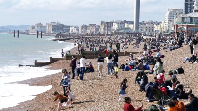Crowds at Brighton beach on Easter Sunday