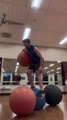 Athlete Displays Blindfolded Gym Ball Balancing Trick