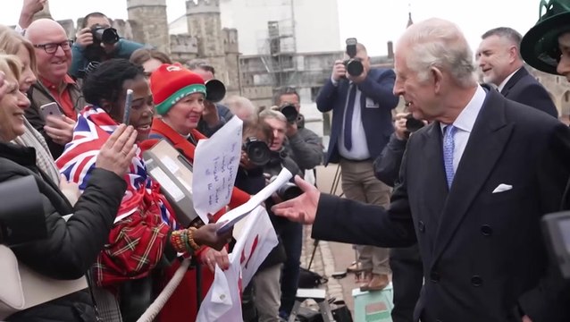 King Charles makes joke about Queen Camilla on Windsor Easter walk-about