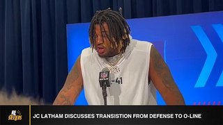 JC Latham Discusses Transition From Defense To Offensive Line