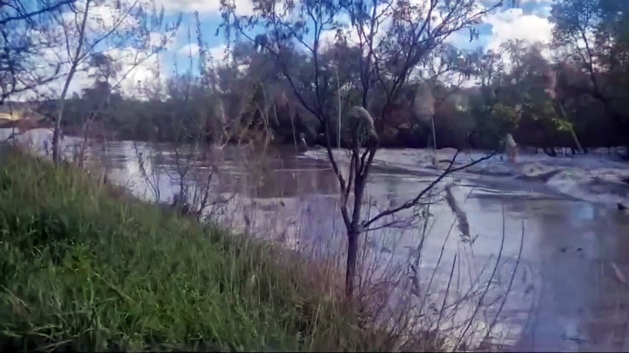 Gran crecida del caudal del río Henares a su paso por Alcalá