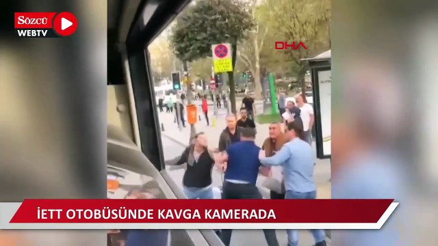 İETT otobüsünde yolcu ile şoförün kavgası kamerada