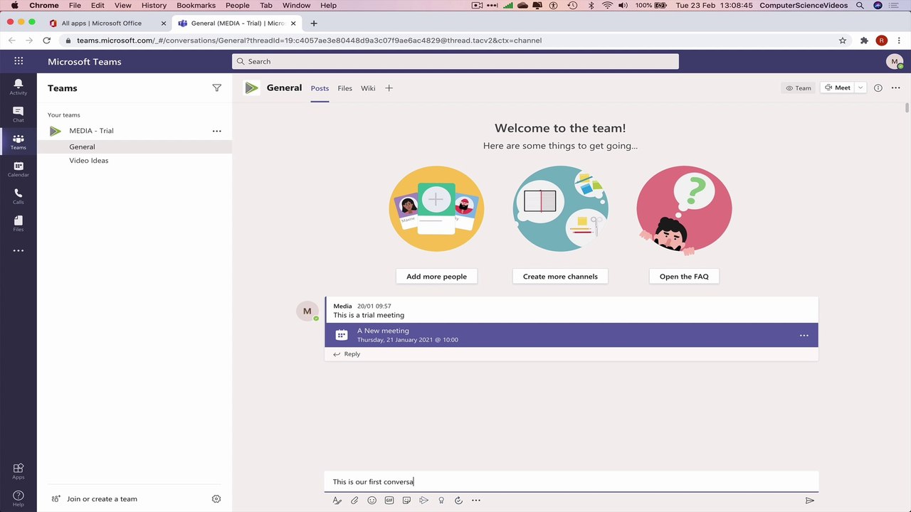 How to START a Group Conversation on Microsoft Teams for Office 365 - Web Based | New