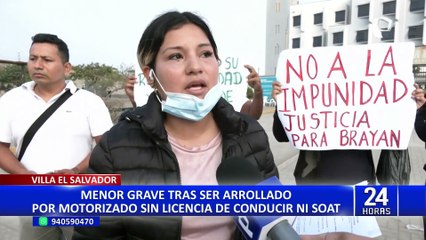 VES: menor grave tras ser arrollado por motorizado sin licencia de conducir ni SOAT